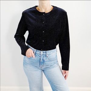 Vintage Ronni Nicole Black Velvet Sparkle Top B412